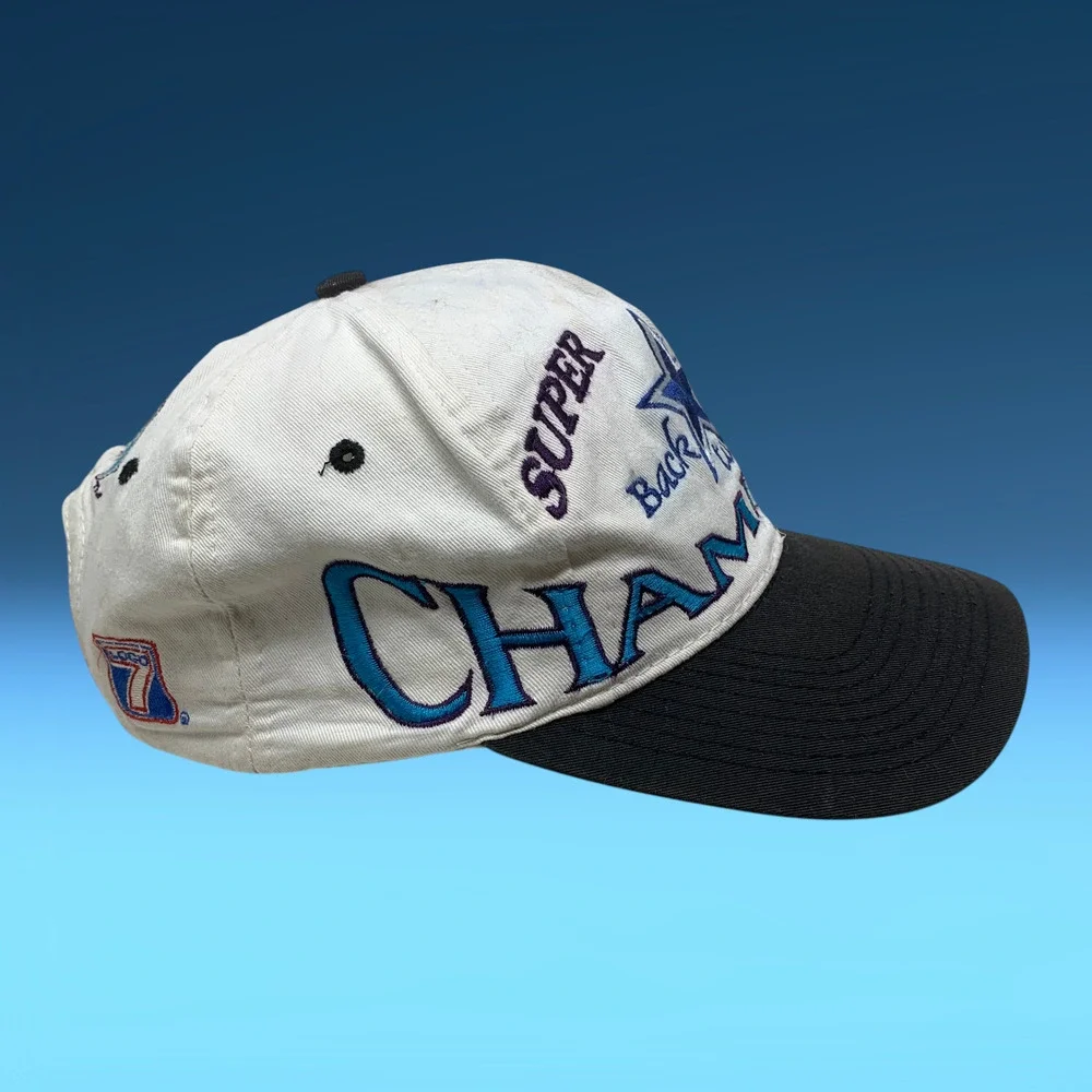 Vintage Logo 7 Dallas Cowboys Back To Back Super Bowl Champions Snapback Hat NFL